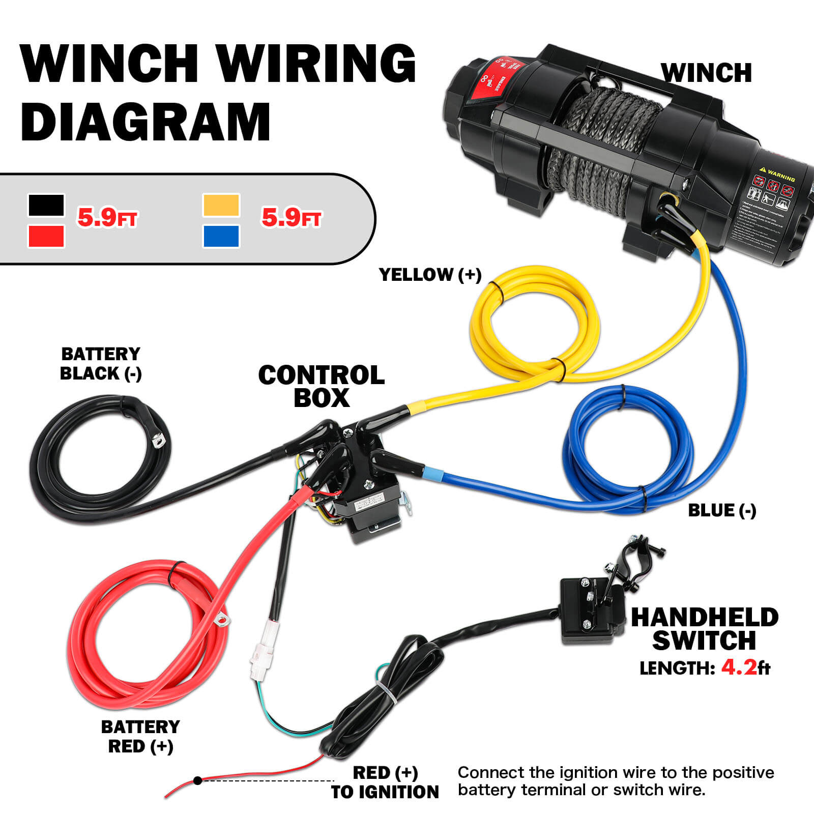 X-BULL 5000LBS Electric Winch 12V Synthetic Rope ATV UTV Boat Upgraded version V211-AUEB-AXEW004SS
