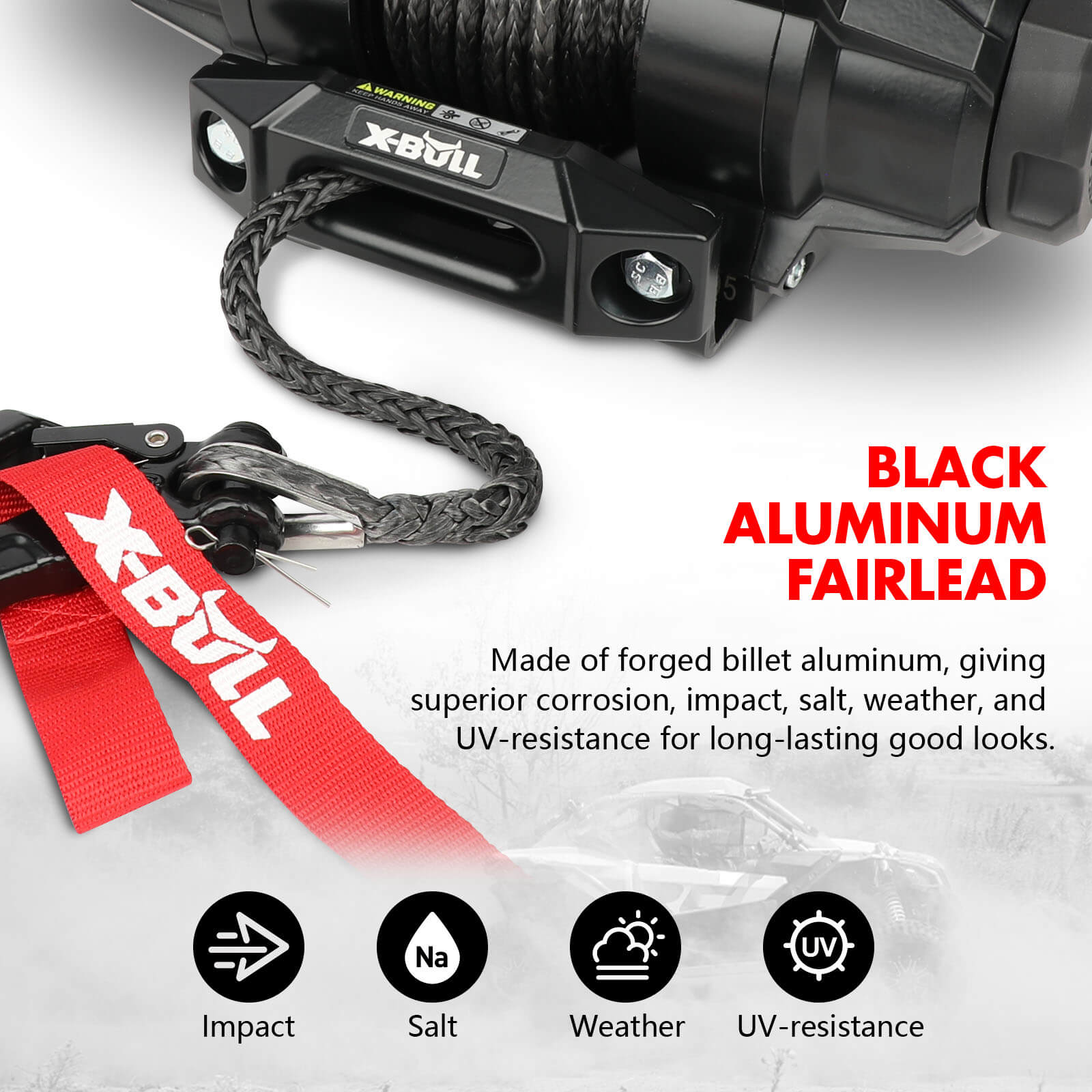 X-BULL 5000LBS Electric Winch 12V Synthetic Rope ATV UTV Boat Upgraded version V211-AUEB-AXEW004SS