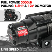 X-BULL 5000LBS Electric Winch 12V Synthetic Rope ATV UTV Boat Upgraded version V211-AUEB-AXEW004SS