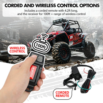 X-BULL 5000LBS Electric Winch 12V Synthetic Rope ATV UTV Boat Upgraded version V211-AUEB-AXEW004SS
