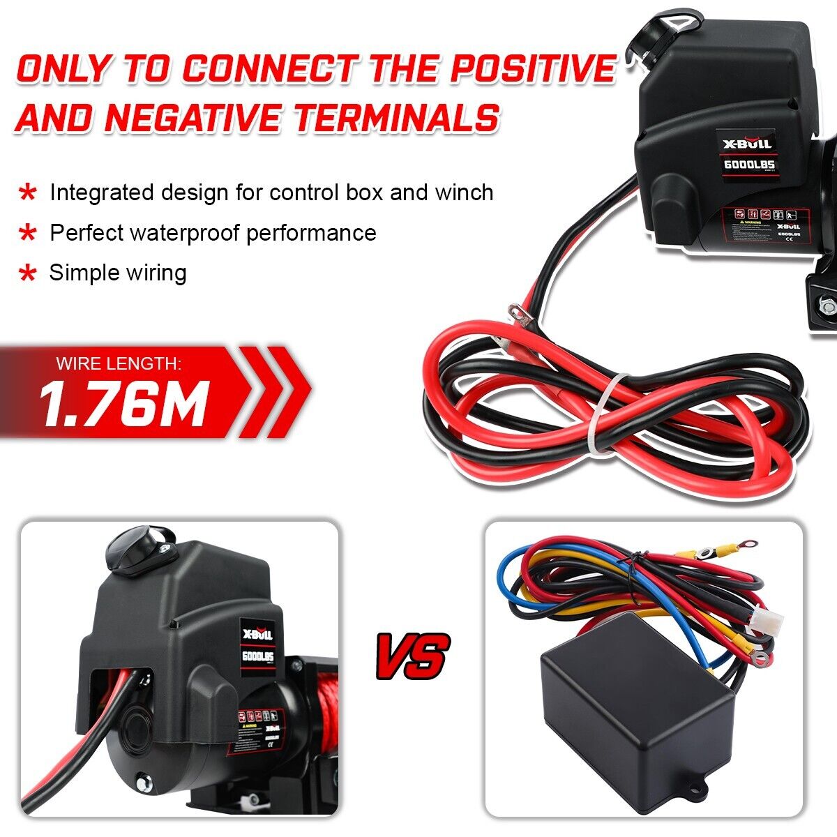 X-BULL Electric Winch 6000LBS 12V BOAT Synthetic Rope Wireless Remote 4WD ATV UTV V211-AUEB-AXEW010