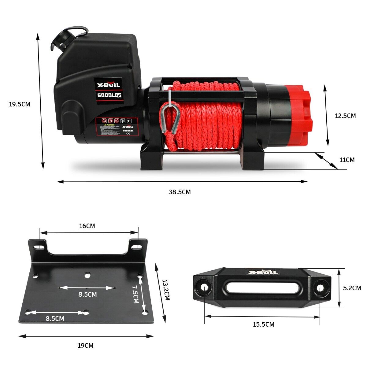 X-BULL Electric Winch 6000LBS 12V BOAT Synthetic Rope Wireless Remote 4WD ATV UTV V211-AUEB-AXEW010