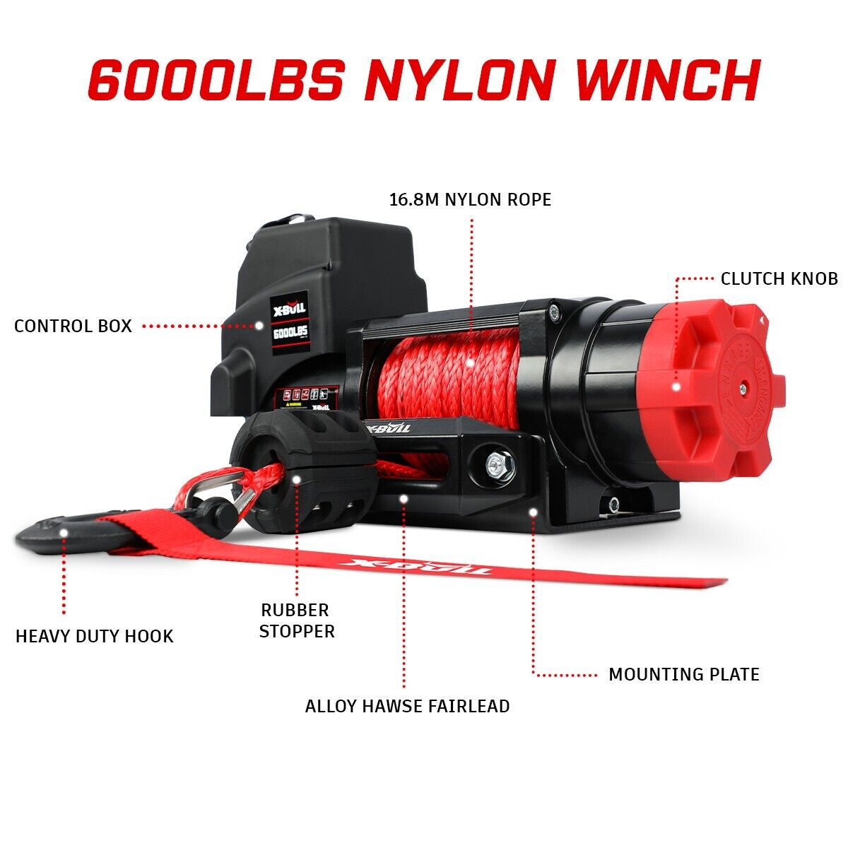 X-BULL Electric Winch 6000LBS 12V BOAT Synthetic Rope Wireless Remote 4WD ATV UTV V211-AUEB-AXEW010