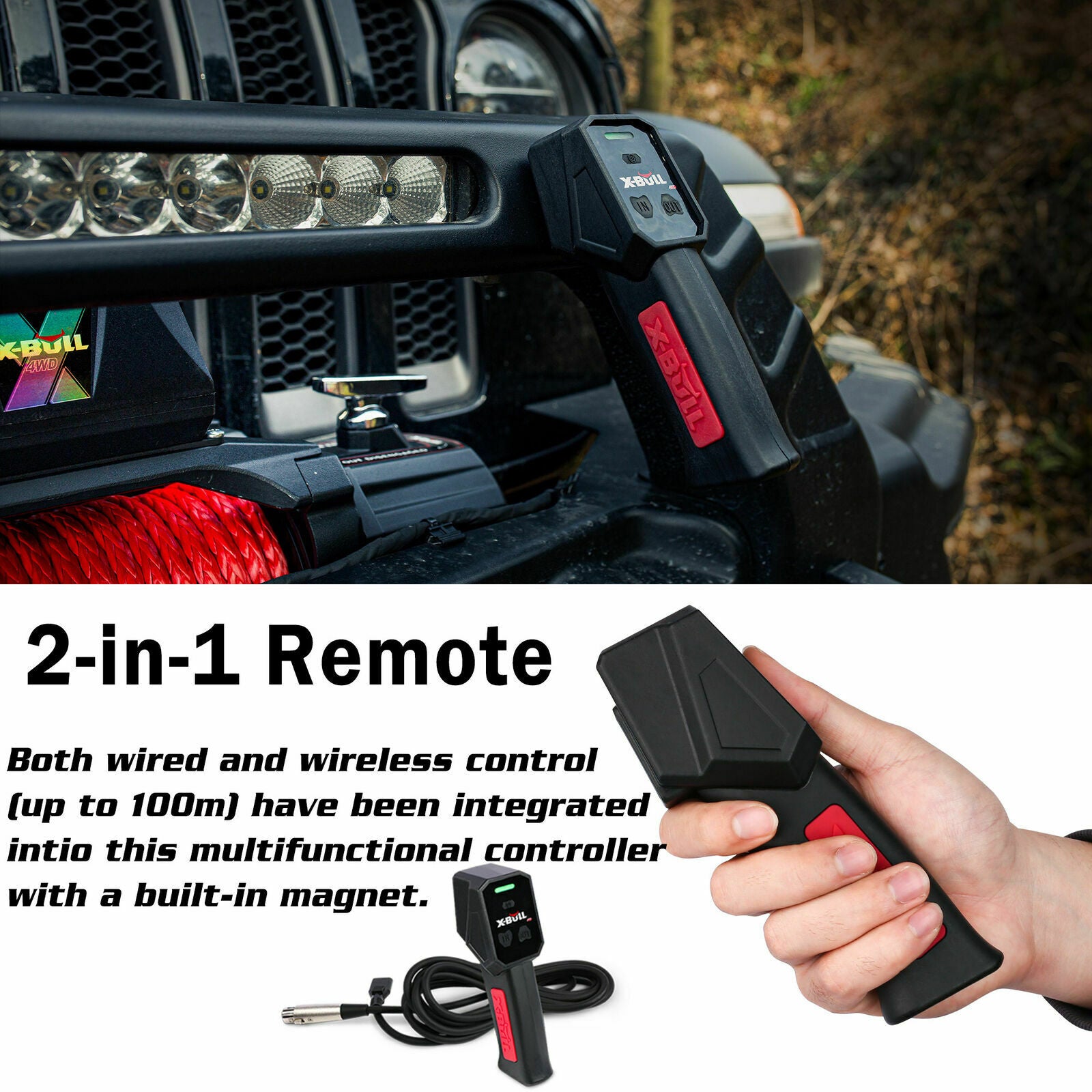 X-BULL Electric Winch 12V Synthetic Rope Wireless 14500LB Remote 4X4 4WD Boat V211-AUEB-AXEW016