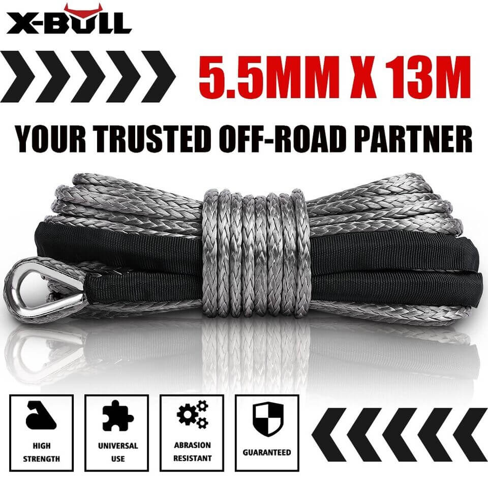 X-BULL 4500LB Electric Winch 12V Winch Boat Trailer ATV Steel Cable With 5.5MX13M Synthetic Rope Grey V211-AUEB-AXEW017XBSR002