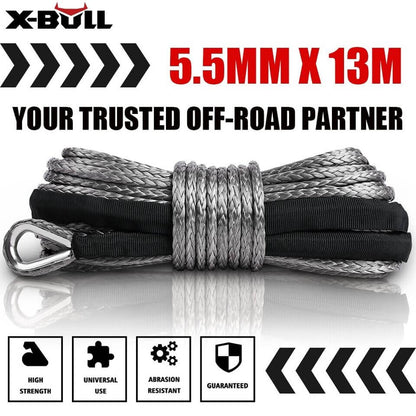 X-BULL 4500LB Electric Winch 12V Winch Boat Trailer ATV Steel Cable With 5.5MX13M Synthetic Rope Grey V211-AUEB-AXEW017XBSR002