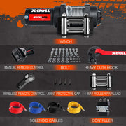 X-BULL 4500LB Electric Winch 12V Winch Boat Trailer ATV Steel Cable With 5.5MX13M Synthetic Rope Grey V211-AUEB-AXEW017XBSR002