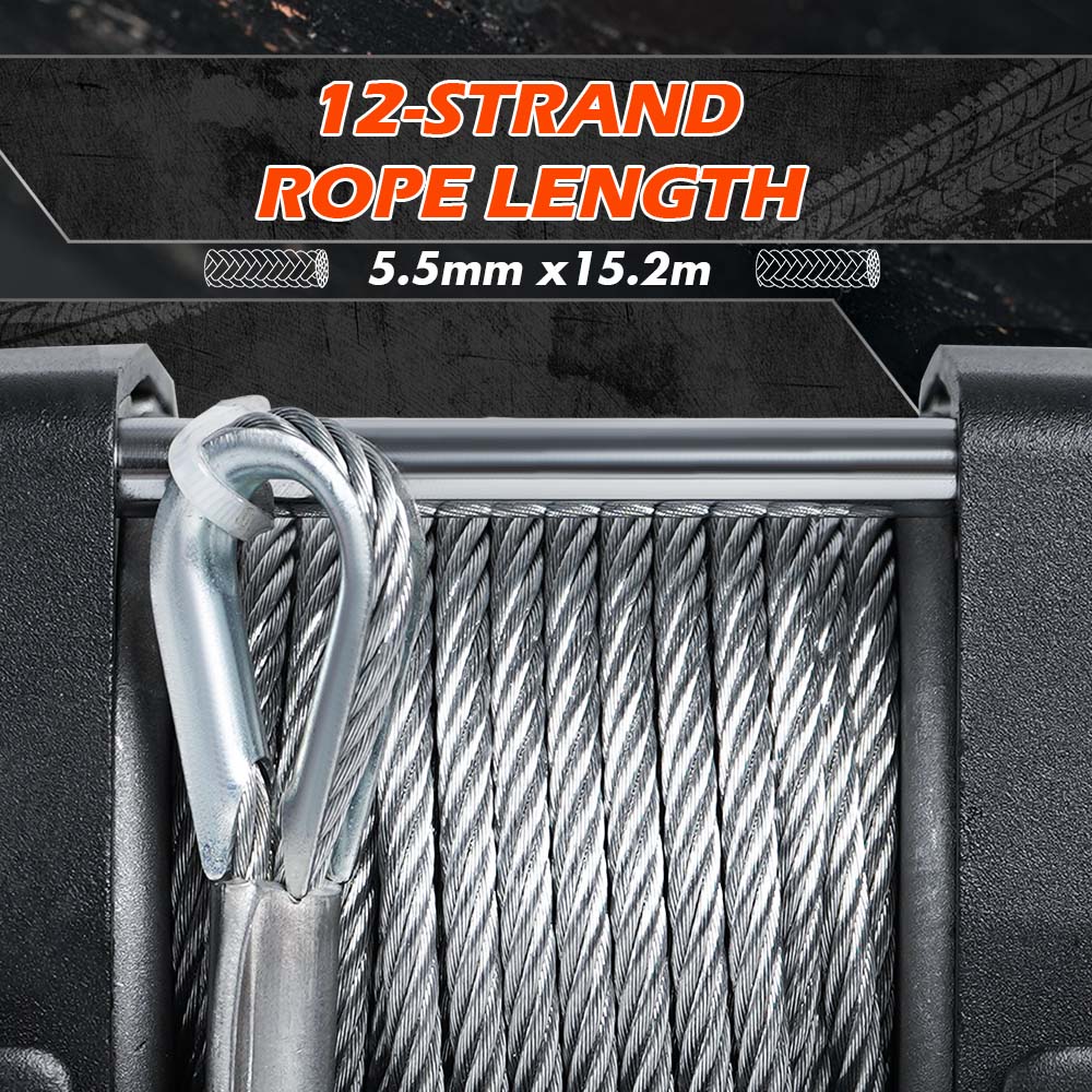 X-BULL 4500LB Electric Winch 12V Winch Boat Trailer ATV Steel Cable With 5.5MX13M Synthetic Rope Grey V211-AUEB-AXEW017XBSR002
