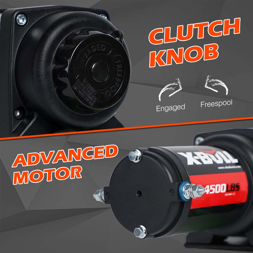 X-BULL 4500LB Electric Winch 12V Winch Boat Trailer ATV Steel Cable With 5.5MX13M Synthetic Rope Grey V211-AUEB-AXEW017XBSR002