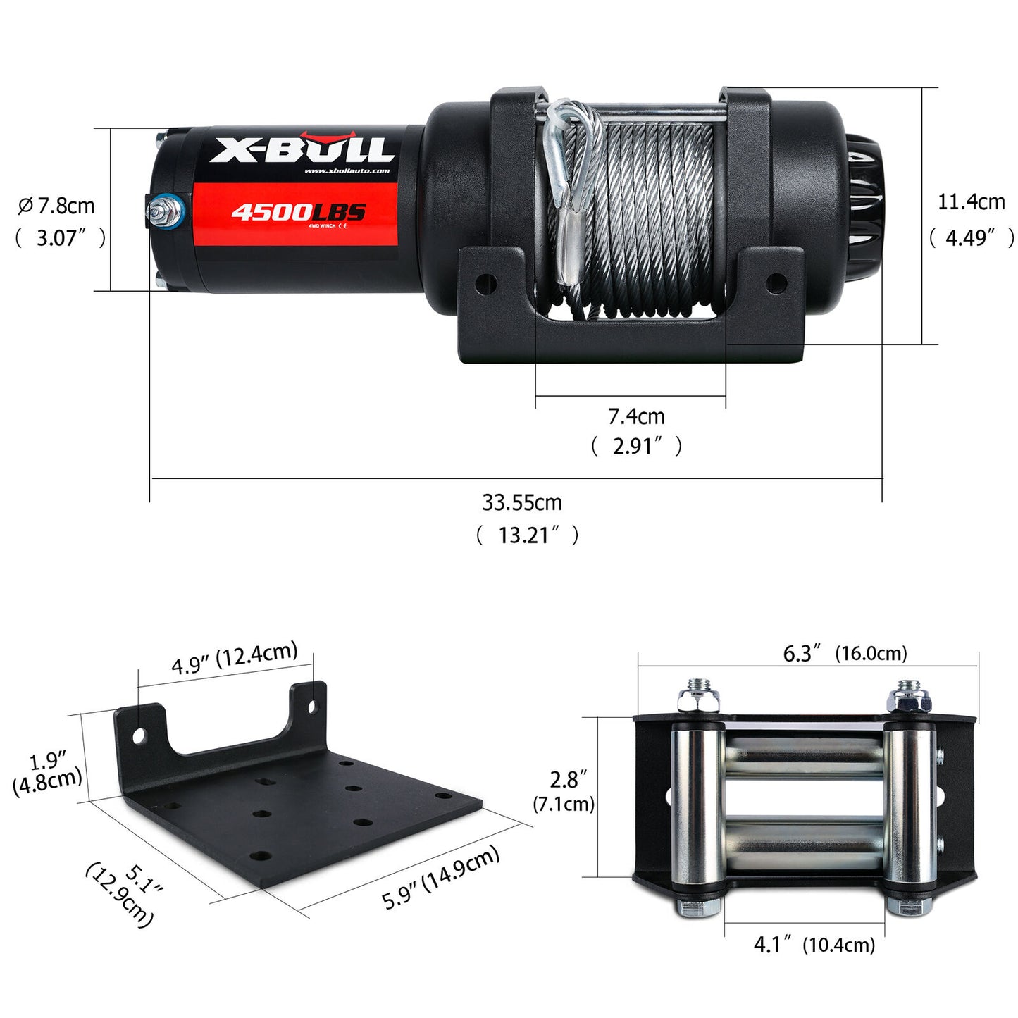 X-BULL Electric Winch 4500LBS/2041KG Steel Cable Wireless Remote Boat ATV 4WD V211-AUEB-AXEW017