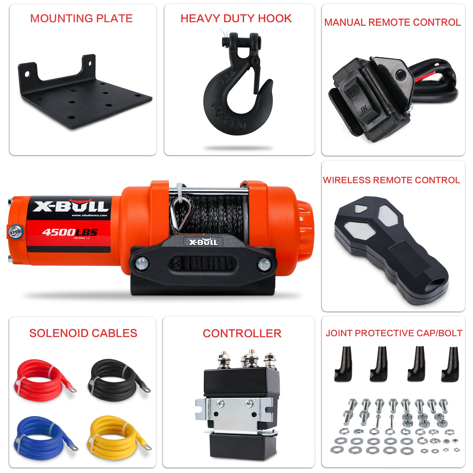 X-BULL Electric Winch 12V 4500LBS Synthetic Rope Wireless remote ATV UTV Boat Trailer V211-AUEB-AXEW019S