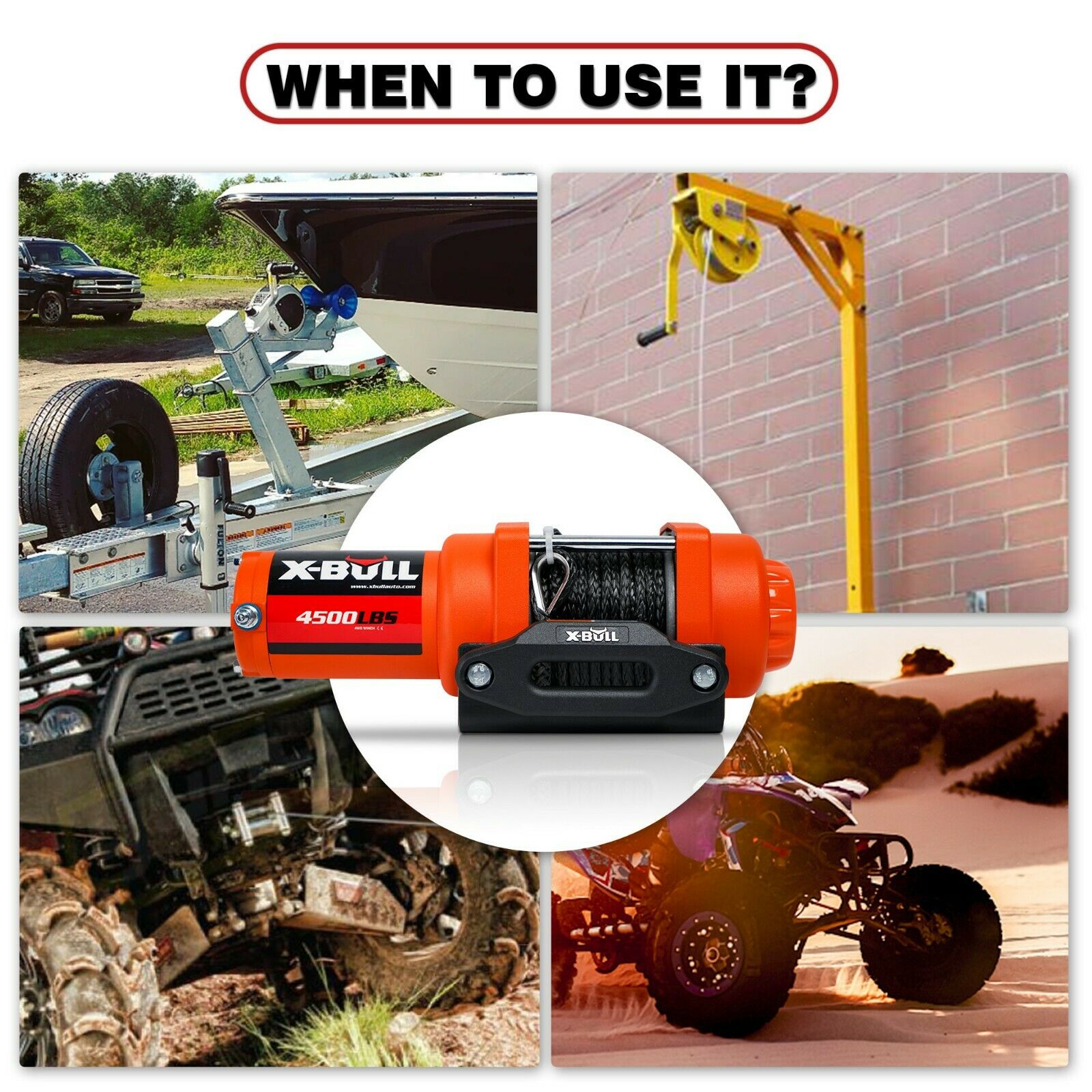 X-BULL Electric Winch 12v Synthetic Rope 4500LBS Wireless Remote ATV UTV 2041KG V211-AUEB-AXEW019