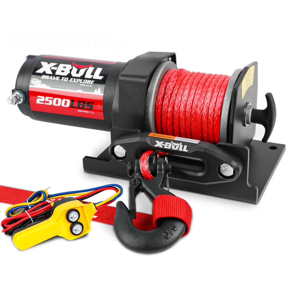 X-BULL 12V Electric Winch 2500LBS Synthetic Rope 15.2M ATV Boat Winch Trailer V211-AUEB-AXEW022