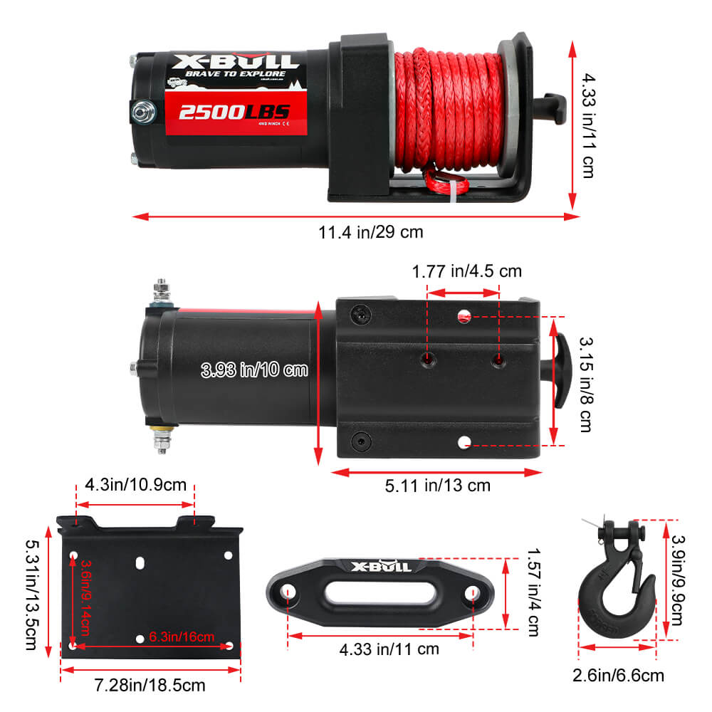 X-BULL 12V Electric Winch 2500LBS Synthetic Rope 15.2M ATV Boat Winch Trailer V211-AUEB-AXEW022