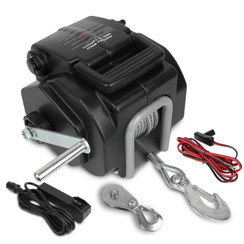 X-BULL Electric Boat Winch 12V 6500LBS Portable Detachable Steel Cable Marine Ship 3000KG 4WD V211-AUEB-BW001