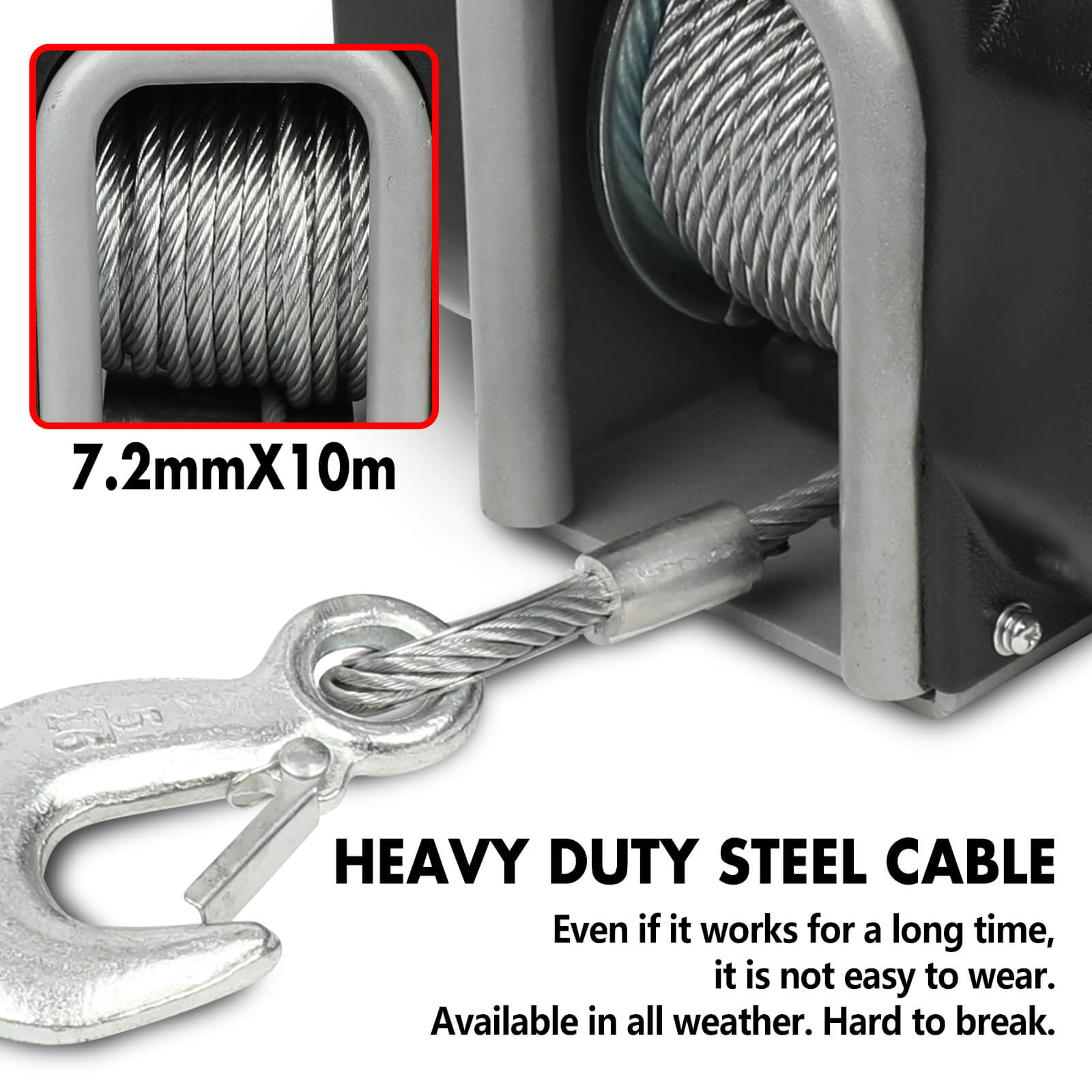 X-BULL Electric Boat Winch 12V 6500LBS Portable Detachable Steel Cable Marine Ship 3000KG 4WD V211-AUEB-BW001