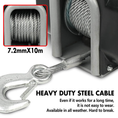X-BULL Electric Boat Winch 12V 6500LBS Portable Detachable Steel Cable Marine Ship 3000KG 4WD V211-AUEB-BW001
