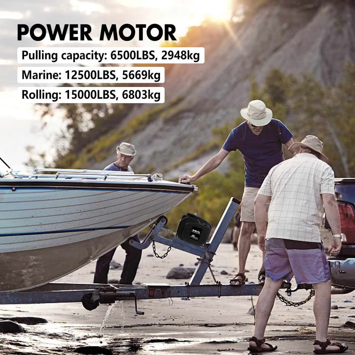 X-BULL Electric Boat Winch 12V 6500LBS Portable Detachable Steel Cable Marine Ship 3000KG 4WD V211-AUEB-BW001