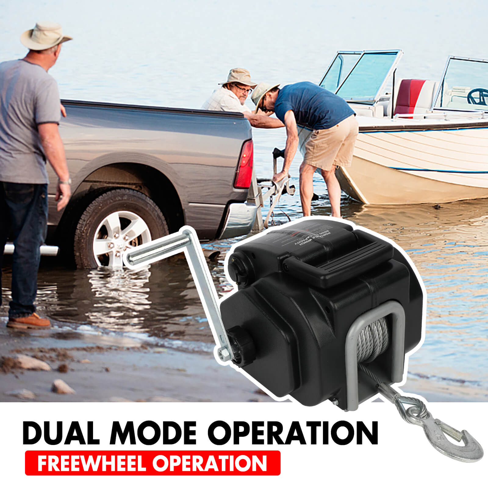 X-BULL Electric Boat Winch 12V 6500LBS Portable Detachable Steel Cable Marine Ship 3000KG 4WD V211-AUEB-BW001