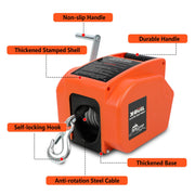 X-BULL 12V Electric Boat Winch 5000LBS Portable Wireless Remote Trailer Winch Steel Cable V211-AUEB-BW003