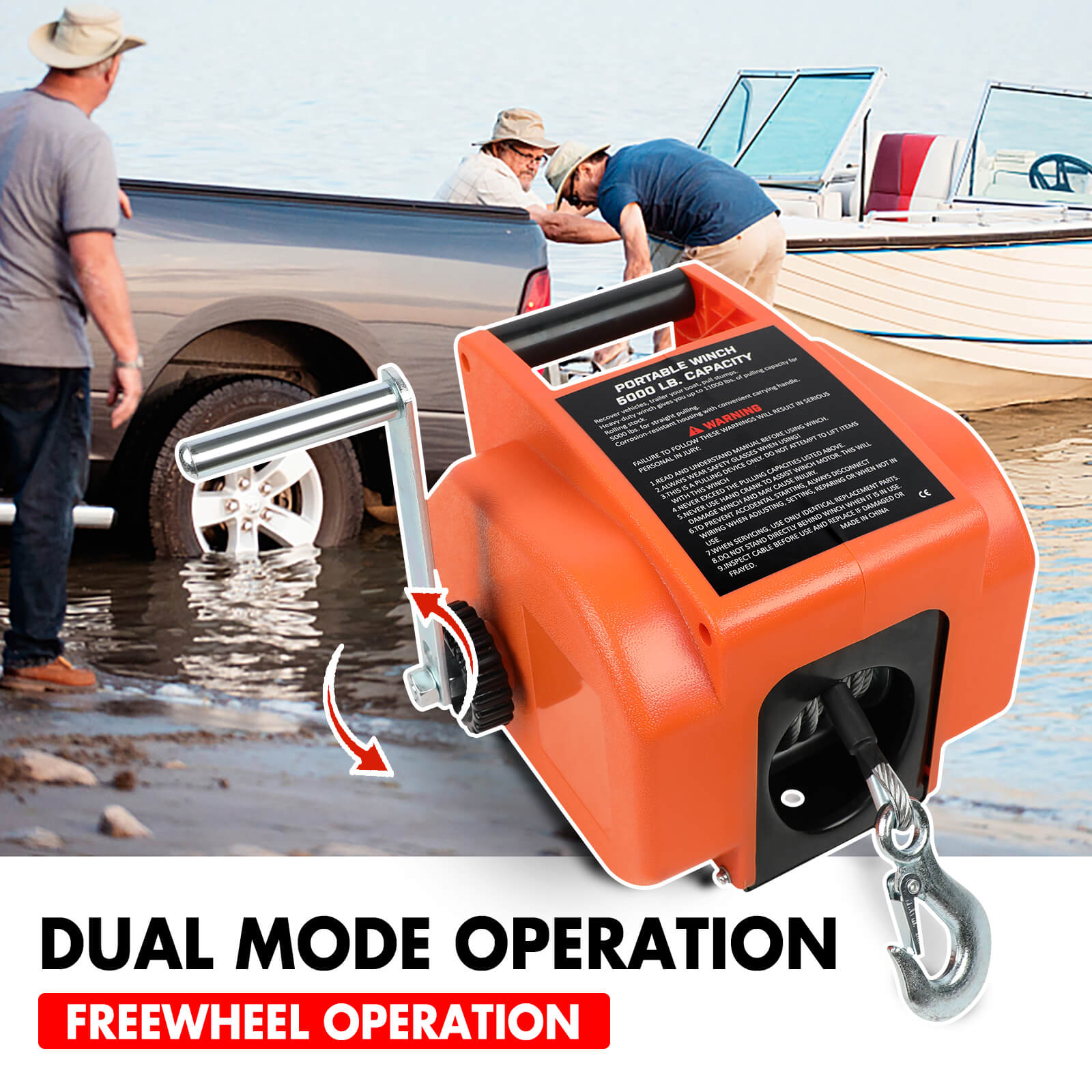 X-BULL 12V Electric Boat Winch 5000LBS Portable Wireless Remote Trailer Winch Steel Cable V211-AUEB-BW003