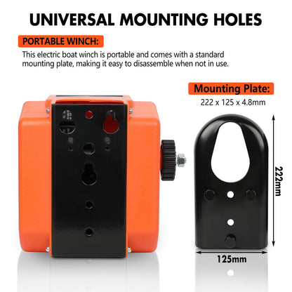 X-BULL 12V Electric Boat Winch 5000LBS Portable Wireless Remote Trailer Winch Steel Cable V211-AUEB-BW003