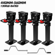 X-BULL 4x 440mm Drop Down Corner Legs W/Handle Steel Base Caravan Stabilizer Black V211-AUEB-CL001X2