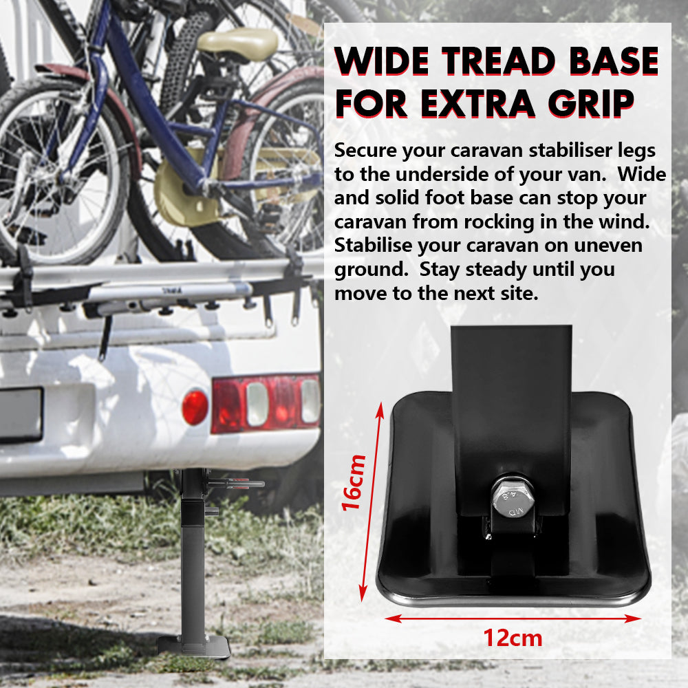 X-BULL 4x 440mm Drop Down Corner Legs W/Handle Steel Base Caravan Stabilizer Black V211-AUEB-CL001X2