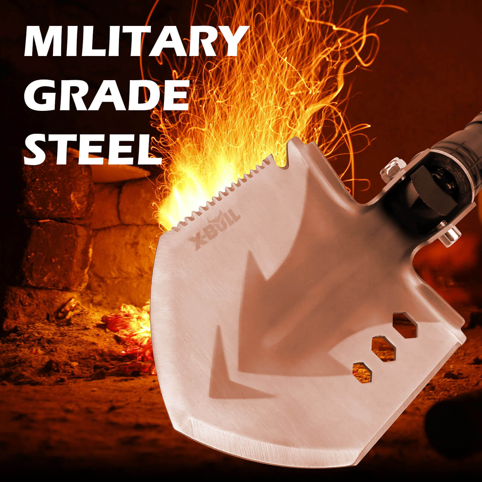 X-BULL Folding Shovel Outdoor Camping Survival Tools Multifunction Military V211-AUEB-FS001
