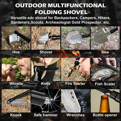 X-BULL Folding Shovel Outdoor Camping Survival Tools Multifunction Military V211-AUEB-FS001