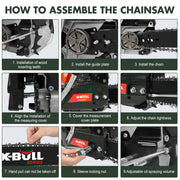 X-BULL Chainsaw Petrol Commercial 62cc 20" Bar E-Start Tree Pruning Top Handle V211-AUEB-HGT010