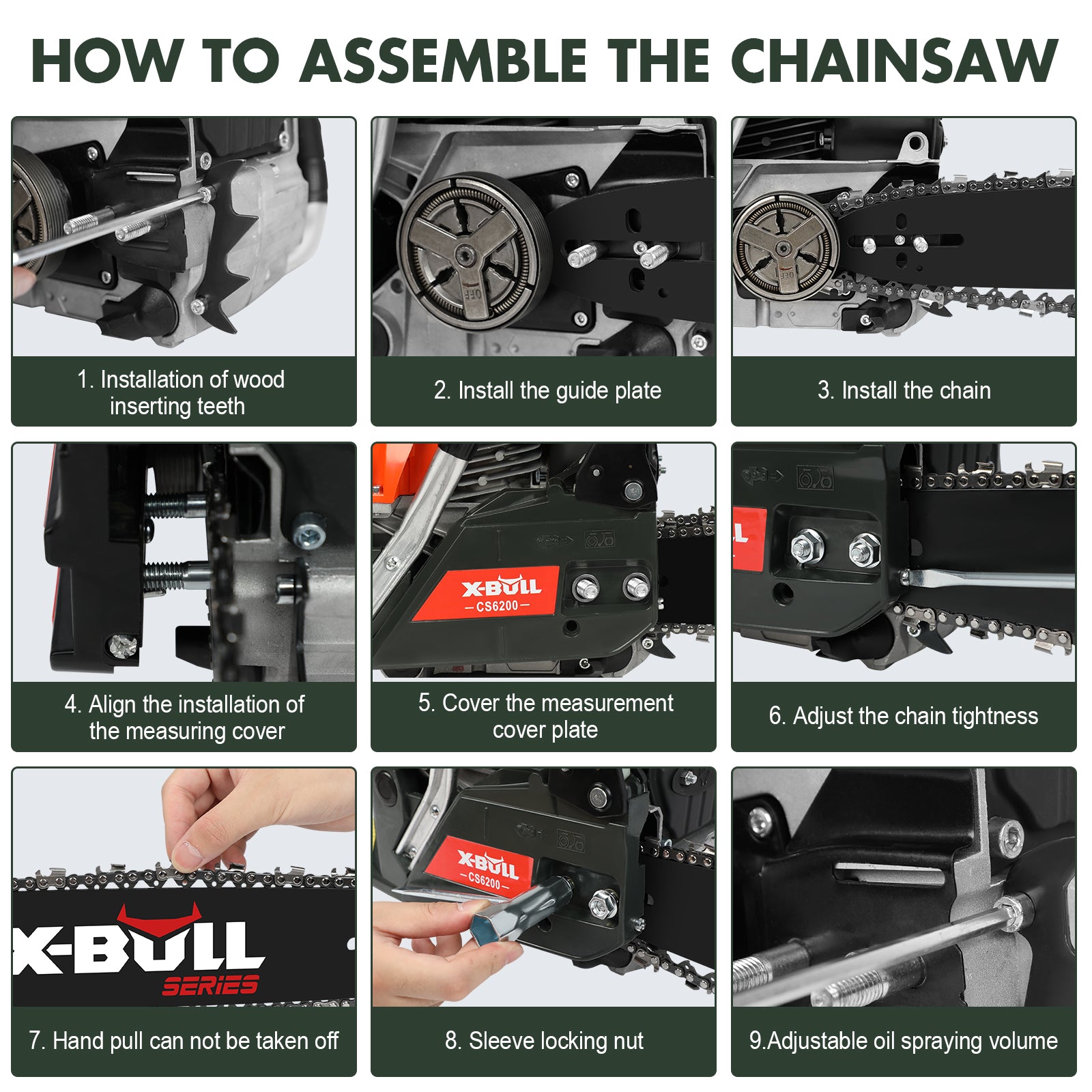 X-BULL Chainsaw Petrol Commercial 62cc 20" Bar E-Start Tree Pruning Top Handle V211-AUEB-HGT010