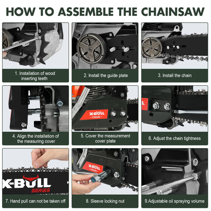 X-BULL Chainsaw Petrol Commercial 62cc 20" Bar E-Start Tree Pruning Top Handle V211-AUEB-HGT010