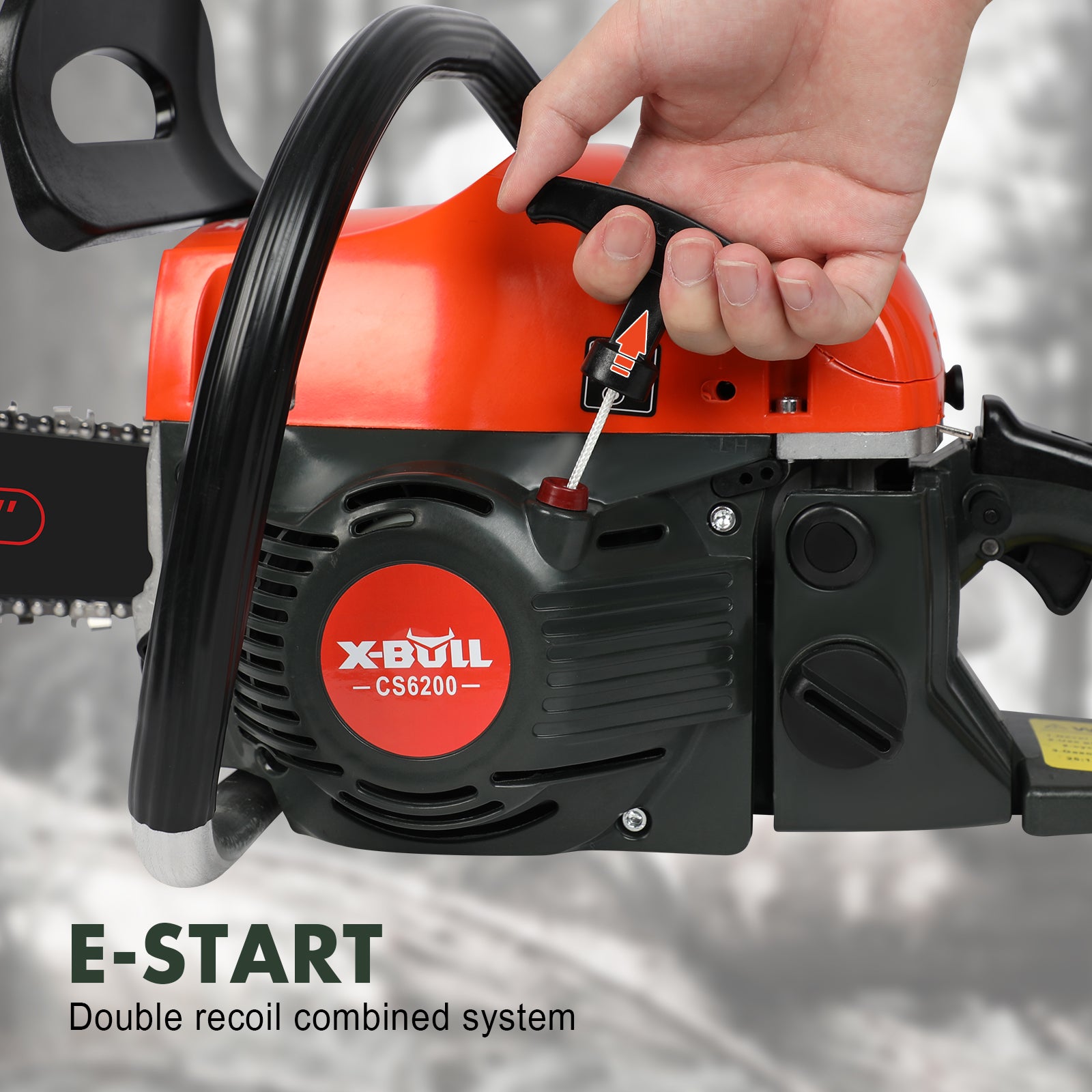 X-BULL Chainsaw Petrol Commercial 62cc 20" Bar E-Start Tree Pruning Top Handle V211-AUEB-HGT010