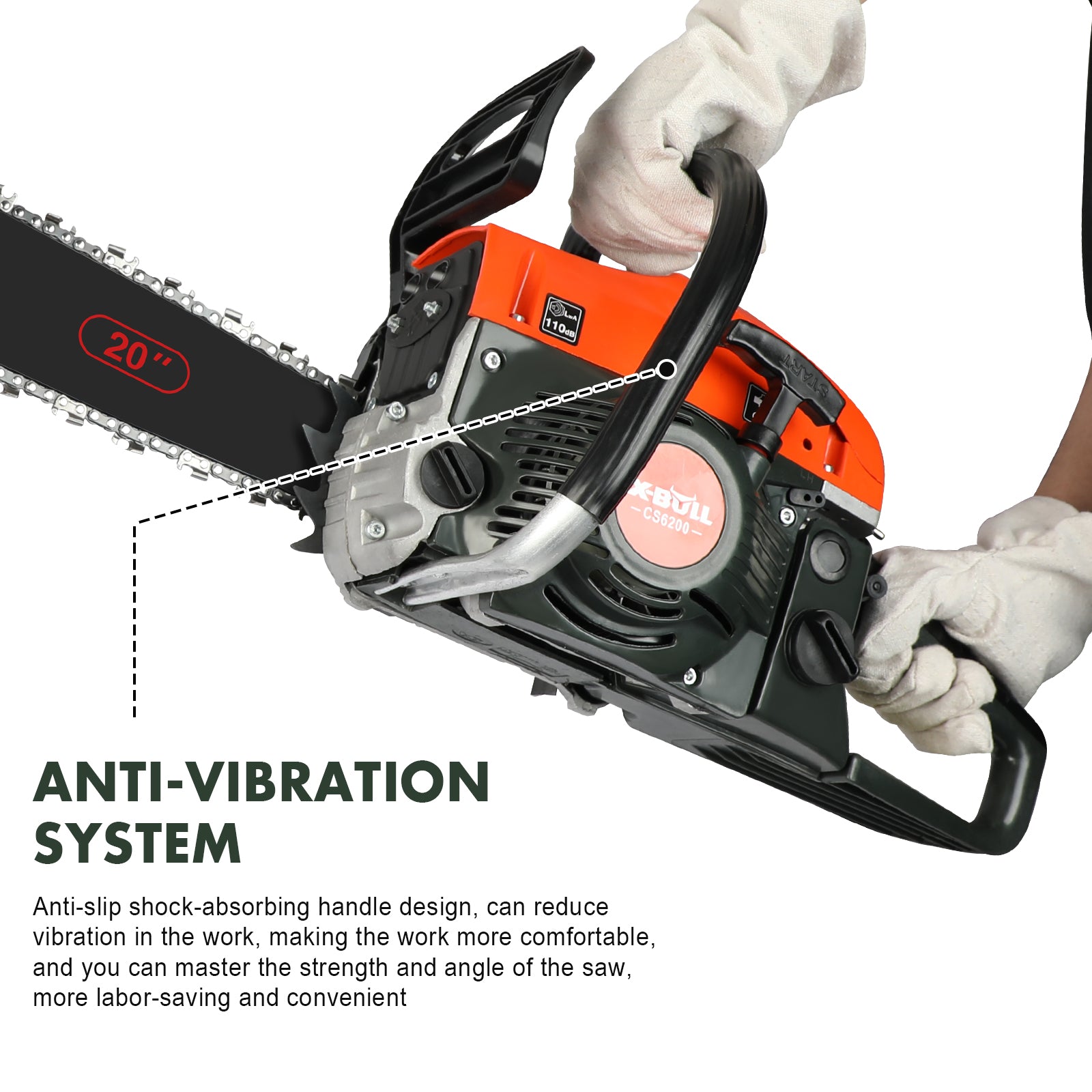 X-BULL Chainsaw Petrol Commercial 62cc 20" Bar E-Start Tree Pruning Top Handle V211-AUEB-HGT010