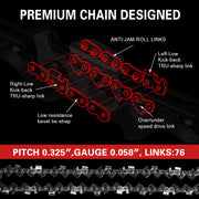 X-BULL 20'' Chainsaw Bar and Chain 0 .325 Pitch Gauge 76 Link Universal V211-AUEB-HGT011