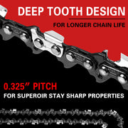 X-BULL 20'' Chainsaw Bar and Chain 0 .325 Pitch Gauge 76 Link Universal V211-AUEB-HGT011