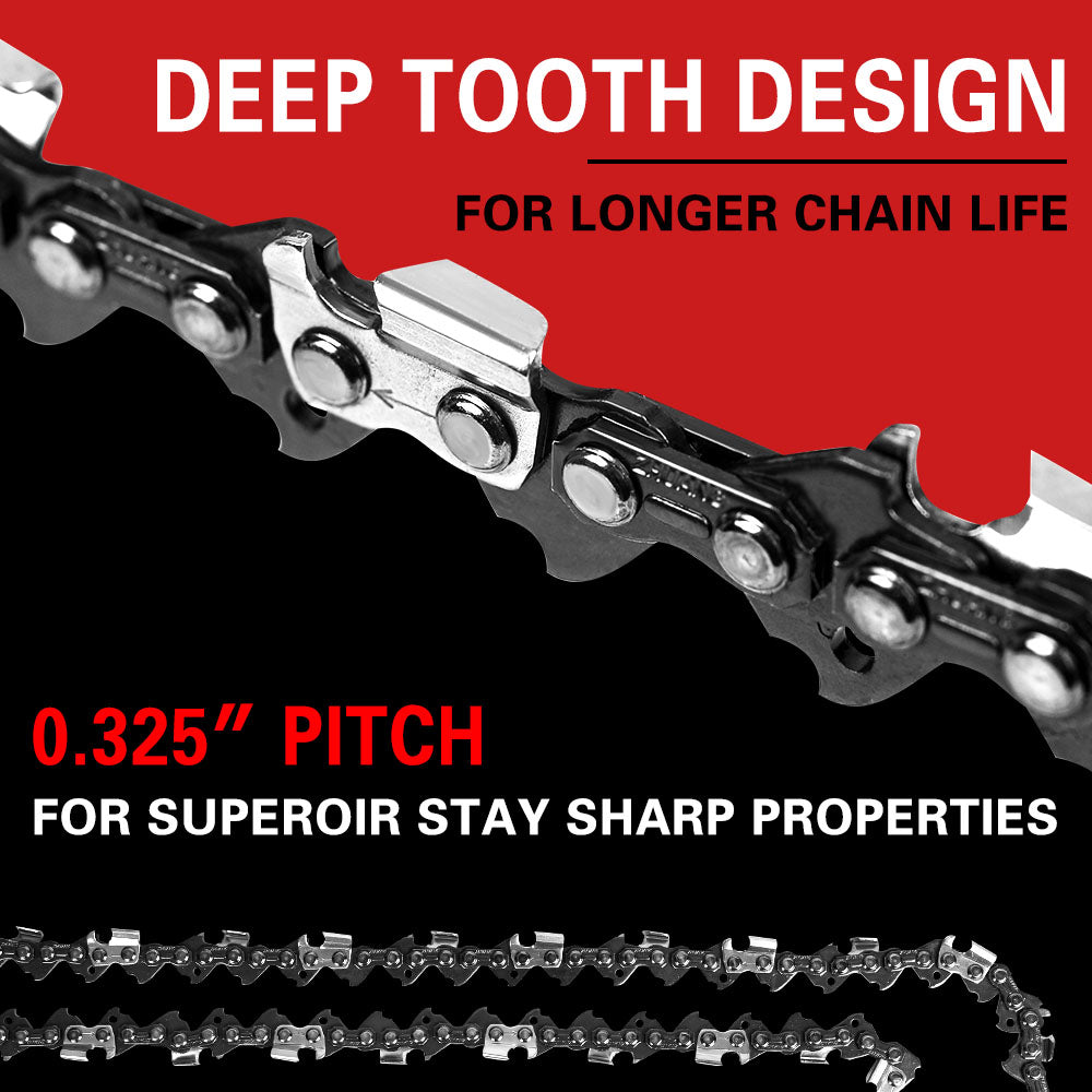 X-BULL 20'' Chainsaw Bar and Chain 0 .325 Pitch Gauge 76 Link Universal V211-AUEB-HGT011
