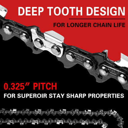 X-BULL 20'' Chainsaw Bar and Chain 0 .325 Pitch Gauge 76 Link Universal V211-AUEB-HGT011