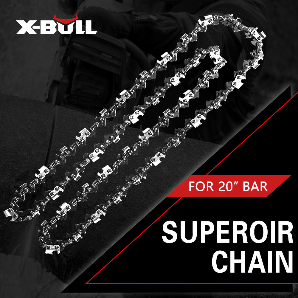 X-BULL 20'' Chainsaw Bar and Chain 0 .325 Pitch Gauge 76 Link Universal V211-AUEB-HGT011