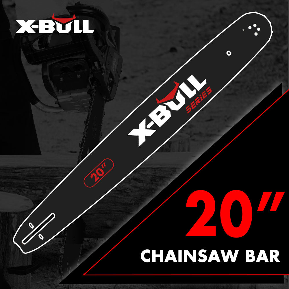 X-BULL 20'' Chainsaw Bar and Chain 0 .325 Pitch Gauge 76 Link Universal V211-AUEB-HGT011