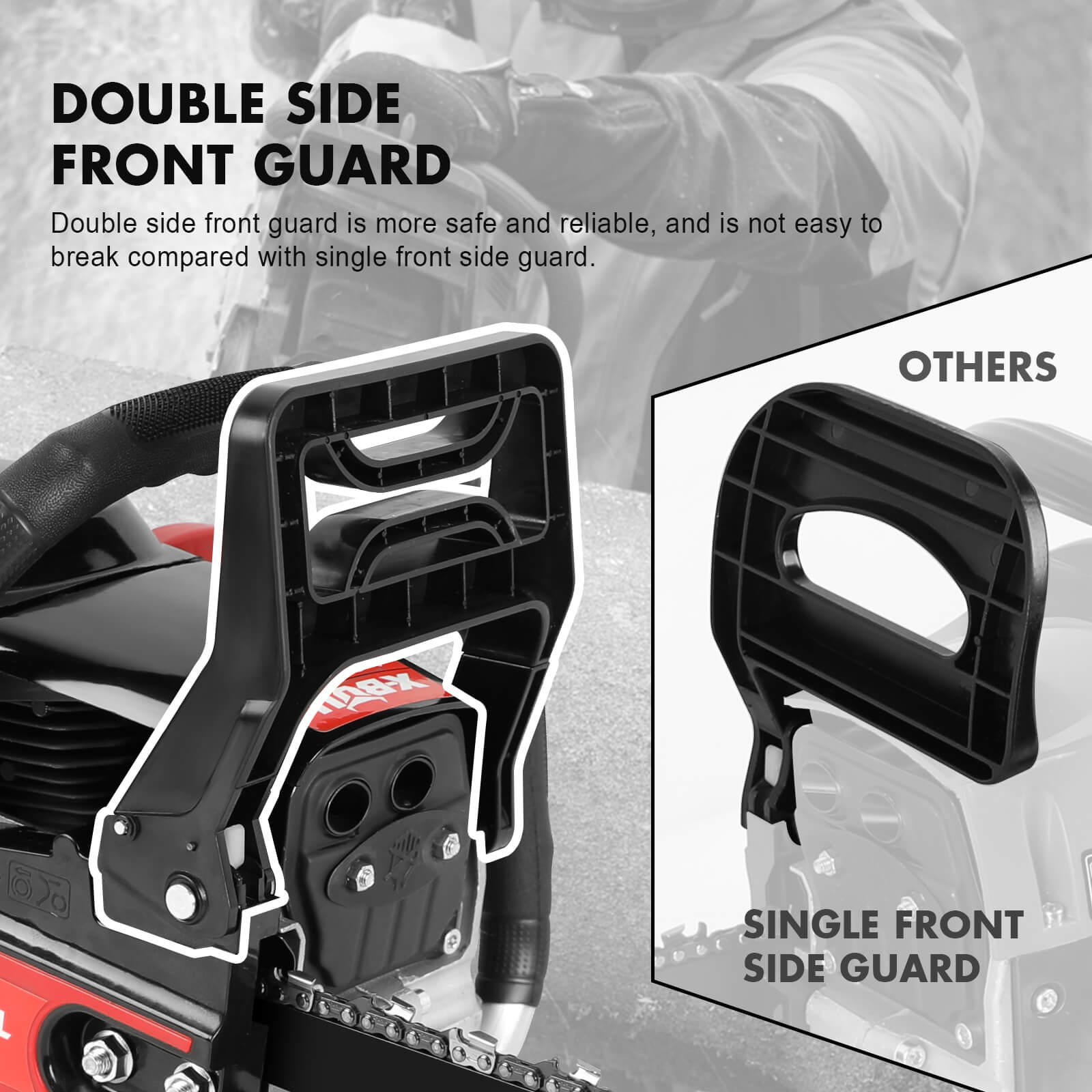 X-BULL 62cc Chainsaw Petrol Commercial 22" Bar E-Start Tree Pruning Top Handle V211-AUEB-HGT013