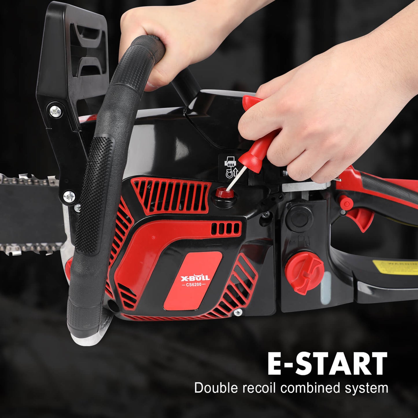 X-BULL 62cc Chainsaw Petrol Commercial 22" Bar E-Start Tree Pruning Top Handle V211-AUEB-HGT013