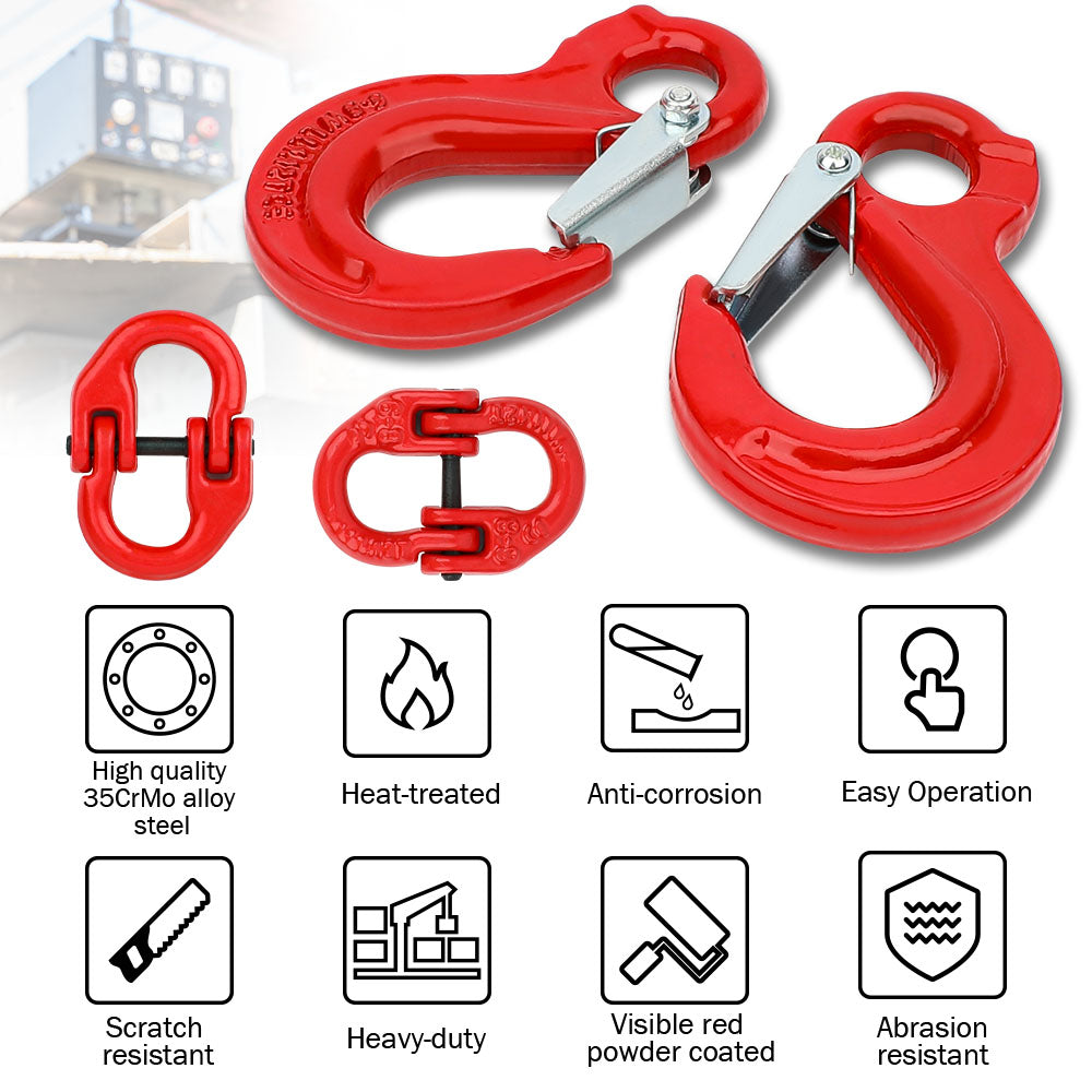 2X 6mm Hammerlock+ Eye Sling Hook Safety Chain Caravan Trailer connecting Extend V211-AUEB-HL001X2
