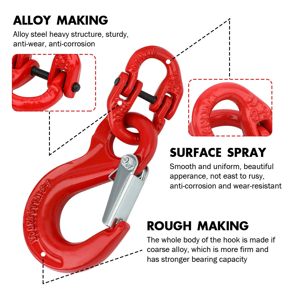 2X 6mm Hammerlock+ Eye Sling Hook Safety Chain Caravan Trailer connecting Extend V211-AUEB-HL001X2