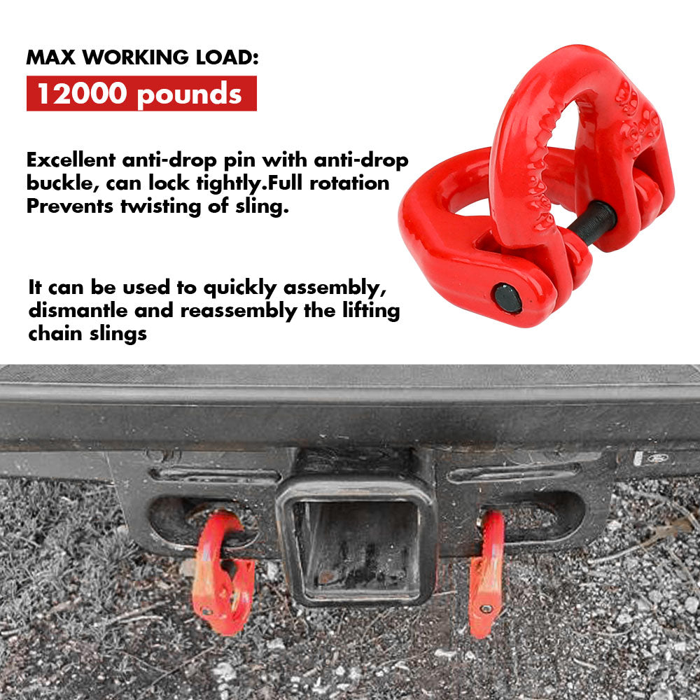 2X 6mm Hammerlock+ Eye Sling Hook Safety Chain Caravan Trailer connecting Extend V211-AUEB-HL001X2