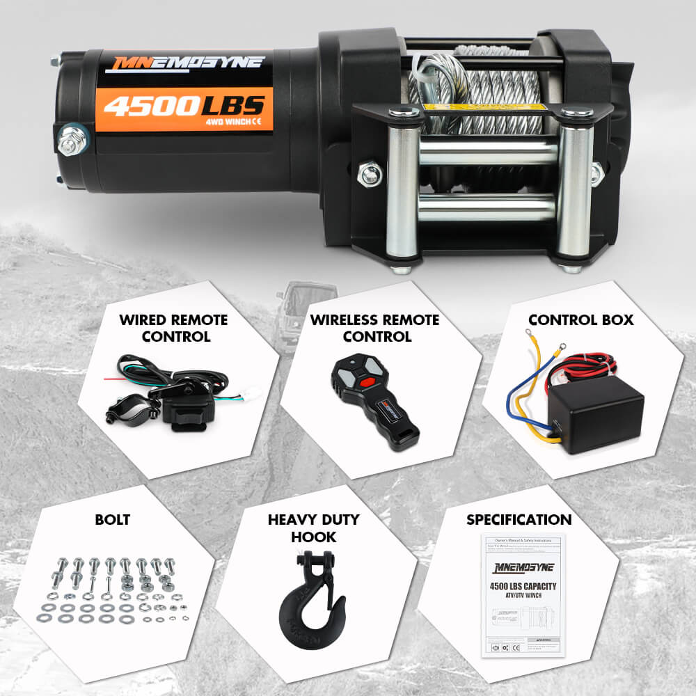 12V Electric Winch 4500LBS Winch Steel Cable Trailer Towing Remote ATV UTV V211-AUEB-MNEW001