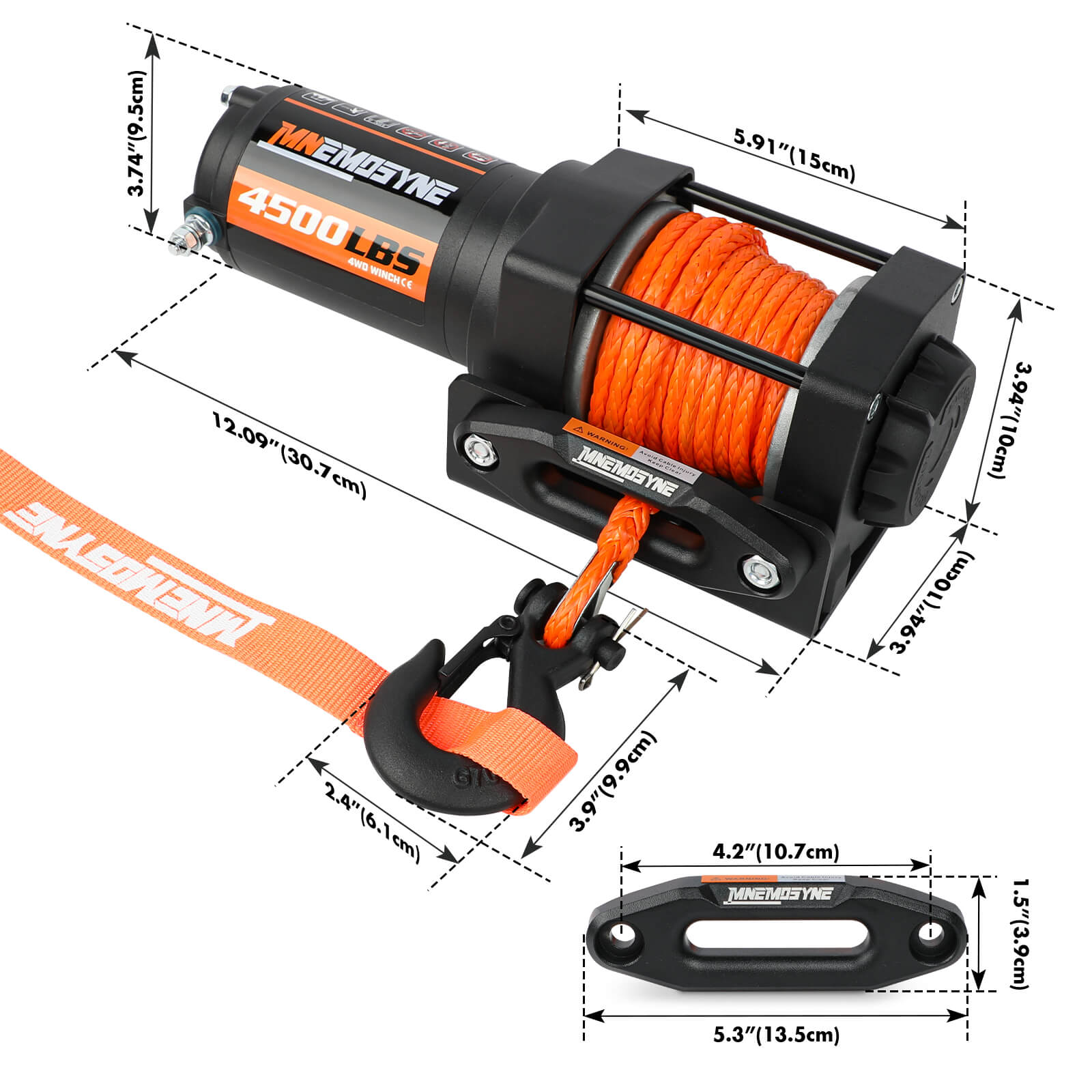 Electric Winch 4500lbs Winch Synthetic Rope Wireless Towing Trailer ATV Winch UTV Winch 4WD V211-AUEB-MNEW002S