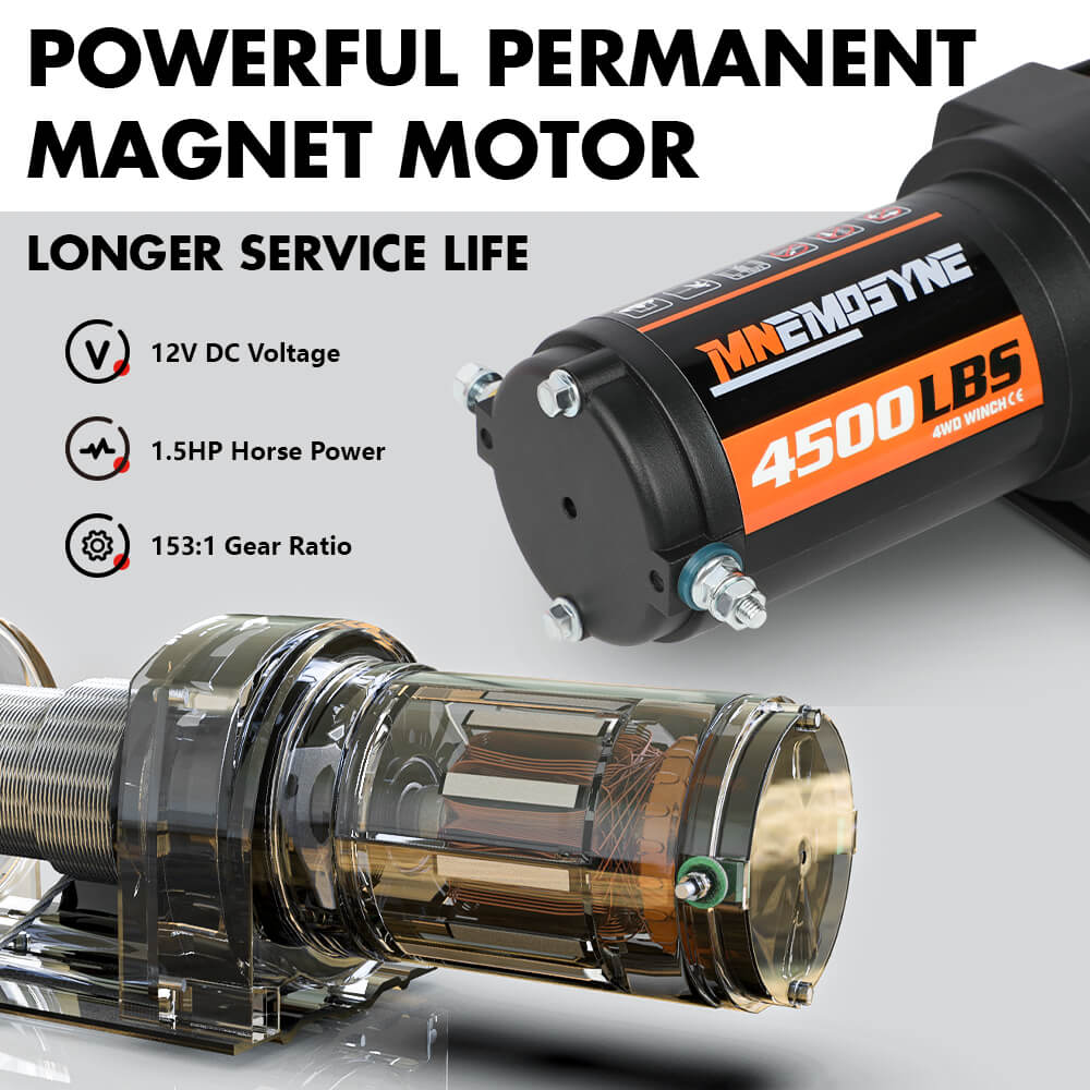 Electric Winch 4500lbs Winch Synthetic Rope Wireless Towing Trailer ATV Winch UTV Winch 4WD V211-AUEB-MNEW002S