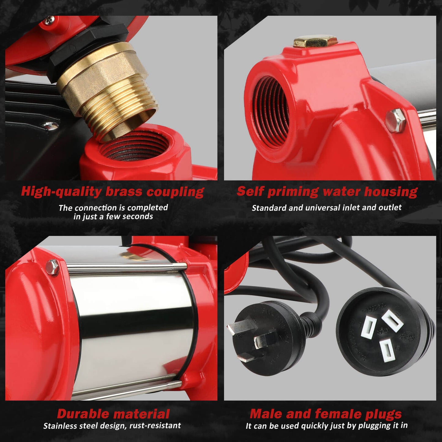 ETOSHA 2000W Garden Water Pump High Pressure 4-Stage Tank Irrigation Water Pump V211-AUEB-PUMP001WPC001
